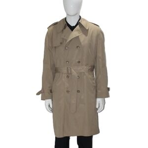 English Squire Mens Tan Double Breasted Lined Trench Coat Size 42